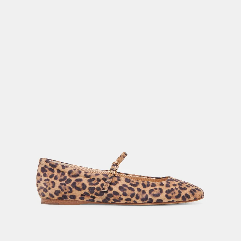 REYES BALLET FLATS DK LEOPARD SUEDE