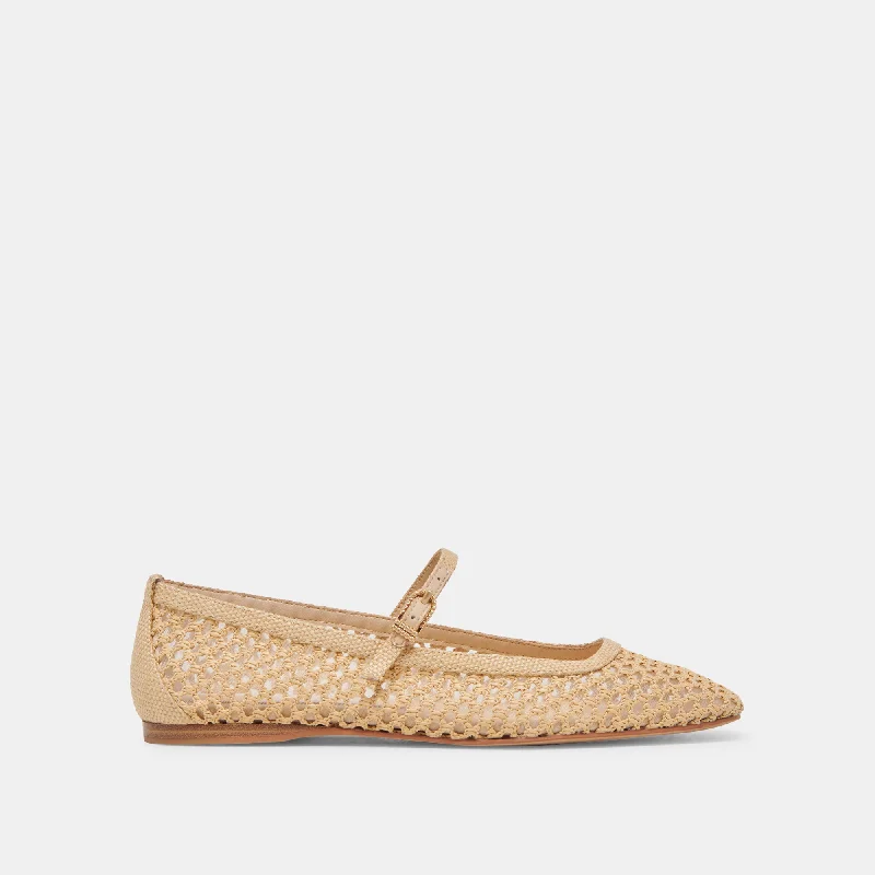 REYES BALLET FLATS LT NATURAL WOVEN RAFFIA