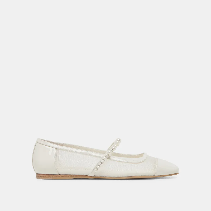 ROLLIN PEARL BALLET FLATS WHITE MESH