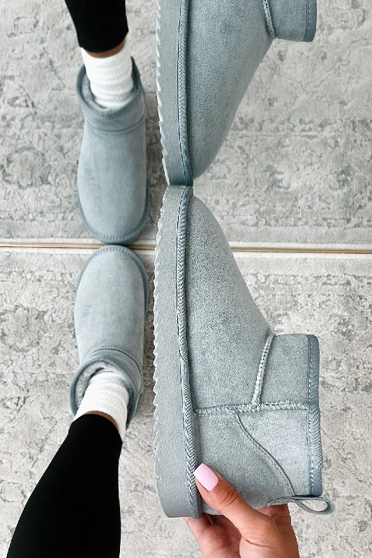 Cozy Cues Fur Lined Ankle Booties (Blue-Grey)