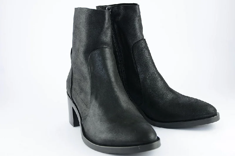 'Valentina' Black Shimmer Suede Ankle Boot