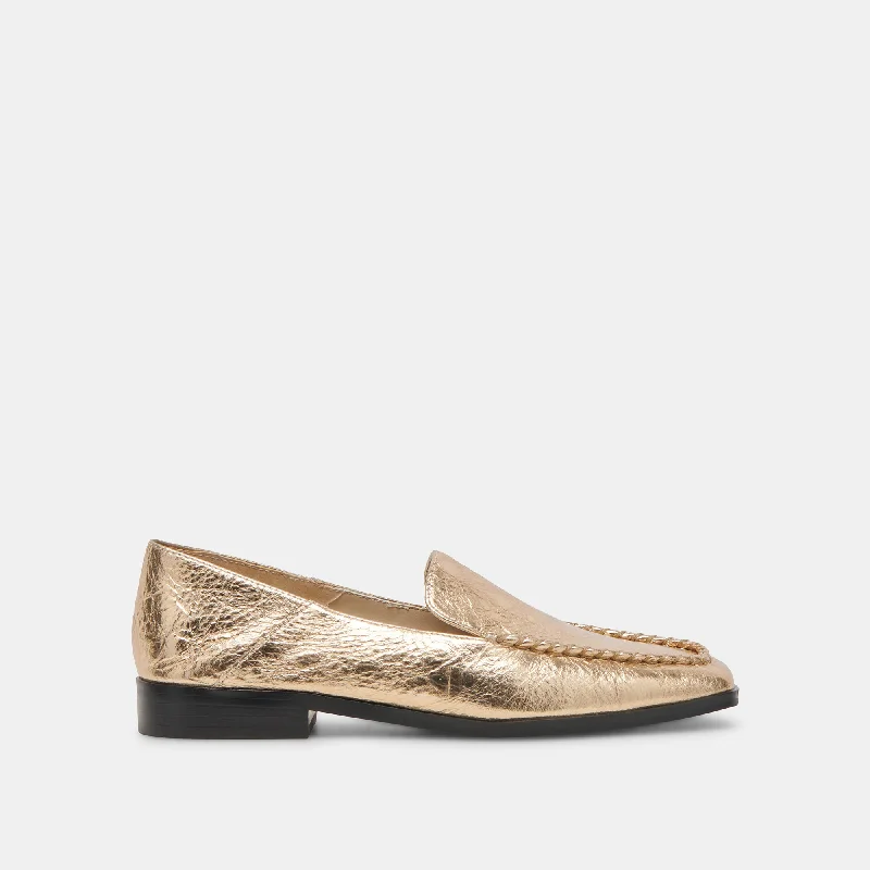 BENY FLATS GOLD DISTRESSED LEATHER