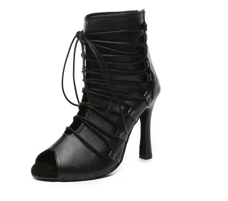 Black Dance Boots for Heels Latin Salsa Dancing