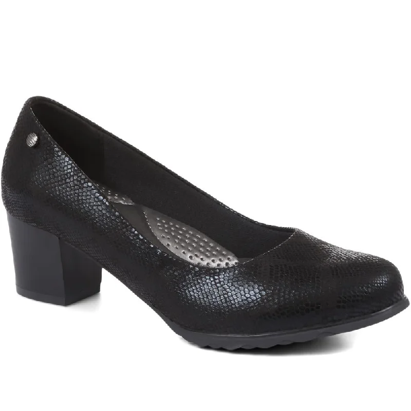 Block Heeled Black Court Shoes - WK34007 / 320 511 / 320 511