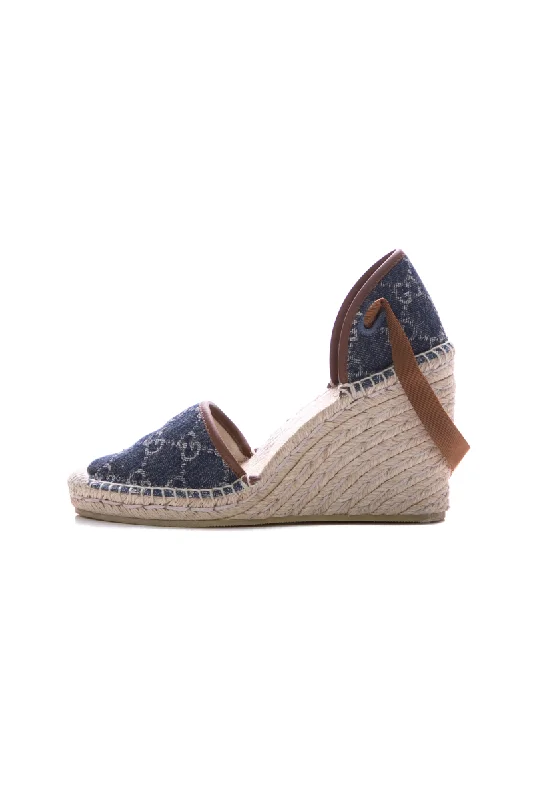 Lowest Price GG Denim Espadrille Wedges - Size 36