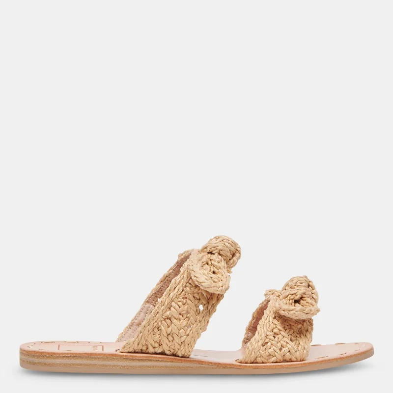 Dinah Wide Sandals Lt Natural Raffia