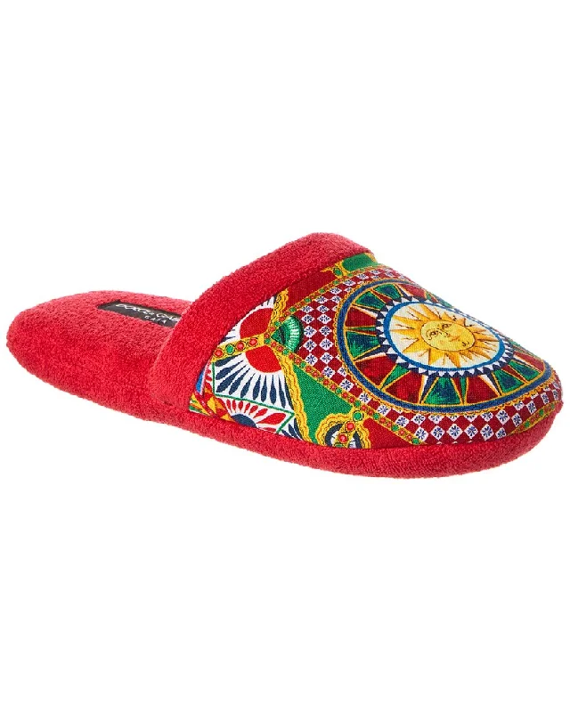 Dolce & Gabbana Carretto Siciliano-Print Terry Slippers