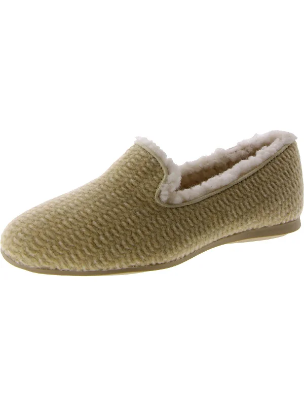 Edith Womens Faux Fur Lined Slip On Loafer Slippers