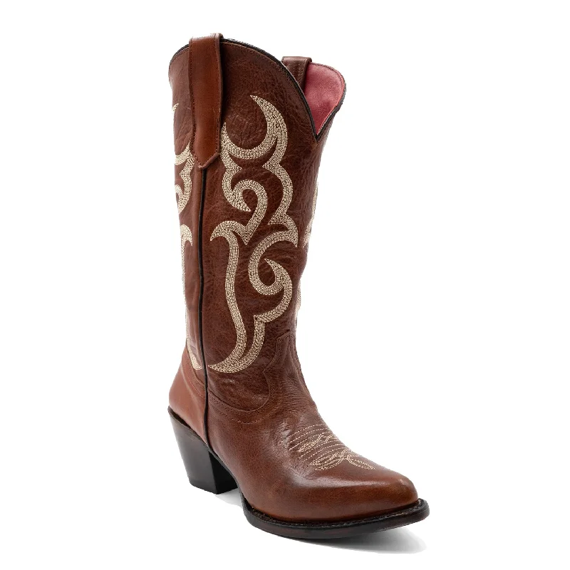 Ferrini Womens Quinn V-Toe Brown Leather Cowboy Boots