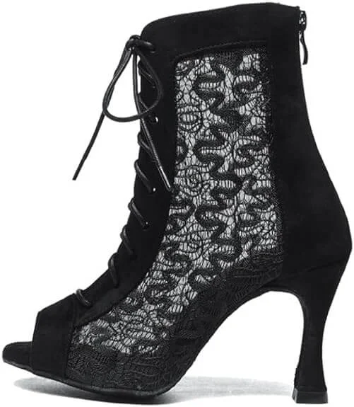 Jazz Booties Sexy Dance Boots Black Dance High Heels