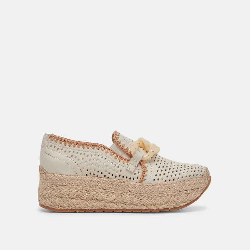 Deal Zone JHENEE ESPADRILLE SNEAKERS IVORY PERFORATED NUBUCK