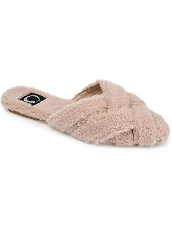 SEREENA Womens Faux Fur Slip on Slide Slippers