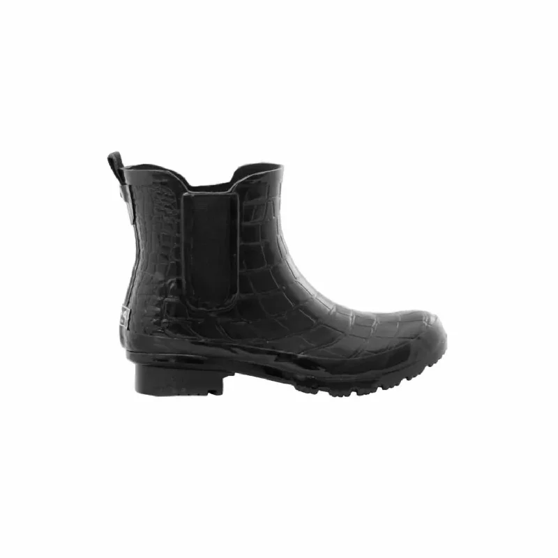 Women Chelsea Rain Boot - Medium Width In Black Croc