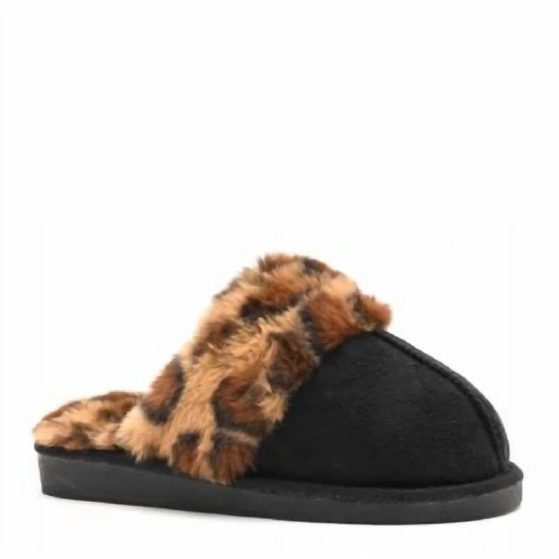 Special Price Women's Snooze Leopard Slippers In Black