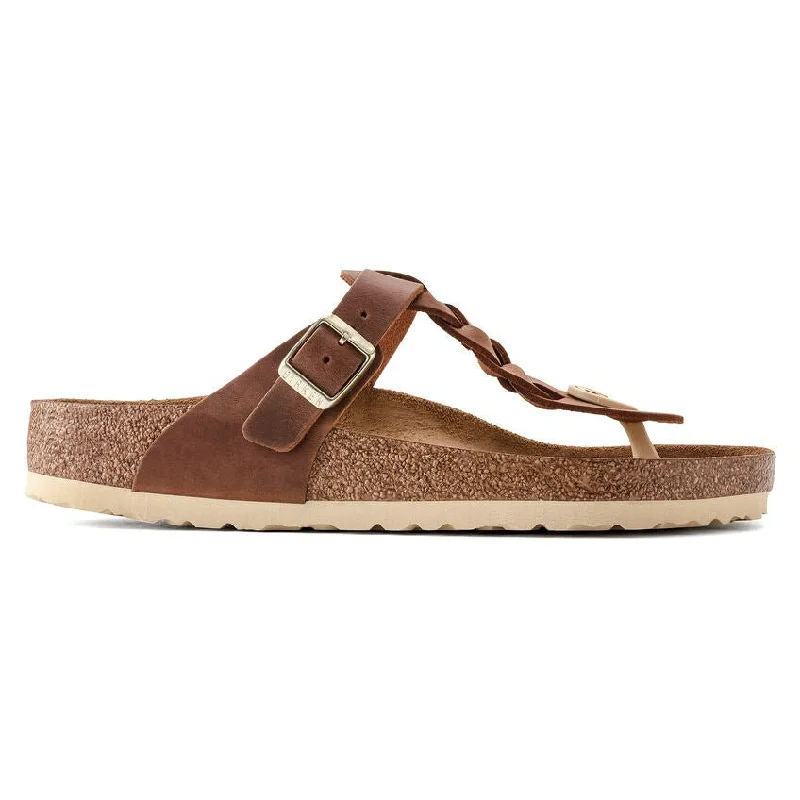 Shop Your Favorites Before They're Gone Birkenstock Women's Gizeh Braid - Cognac Oiled Leather Shop Your Favorites Before They're Gone Birkenstock Women's Gizeh Braid - Cognac Oiled Leather