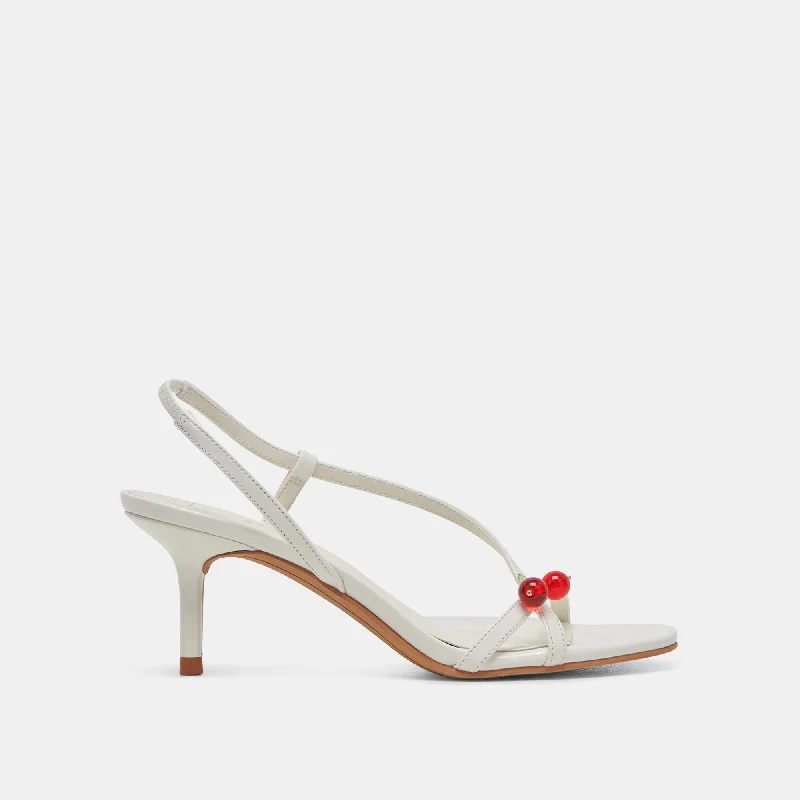 Weekend Discounts to Delight CERISE HEELS WHITE PATENT STELLA