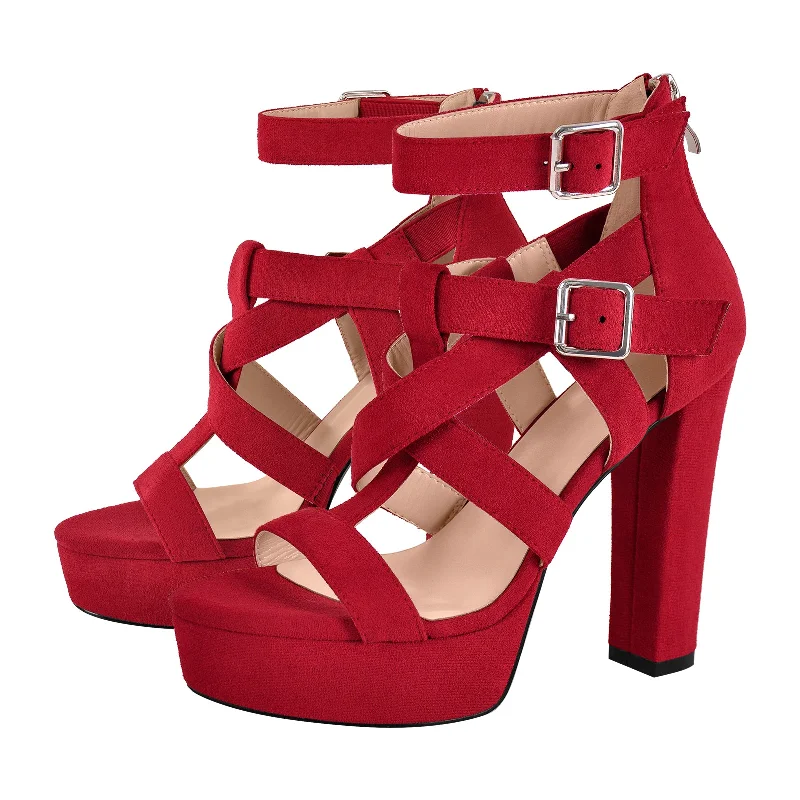 Weekend Bargains Await You Platform Gladiator Strap Chunky Heel Sandals