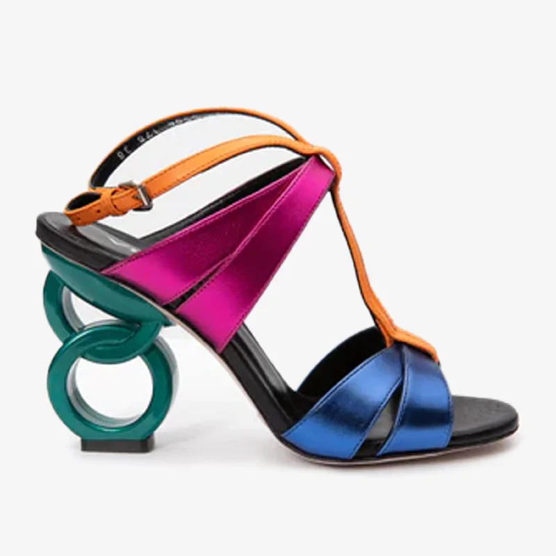 The Duffryn Multicolor T-Strap Leather Women Sandal