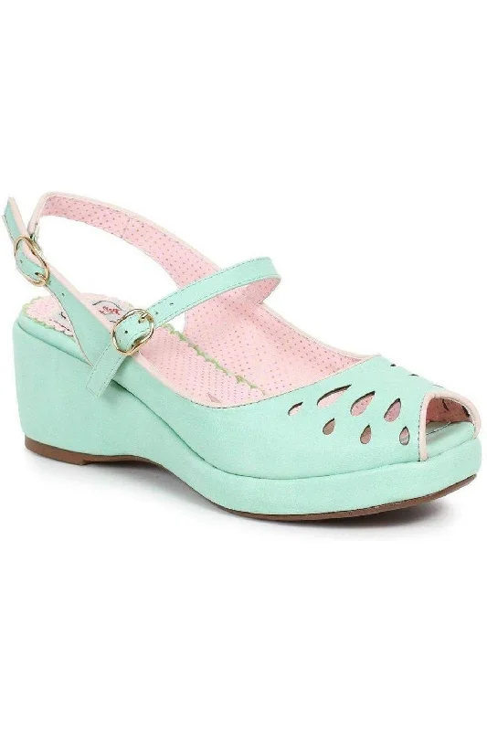 BP242-FAYE Wedge | Green Faux Leather