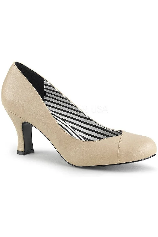 JENNA-01 Pump  | Bone Faux Leather