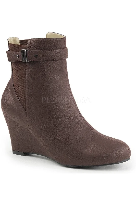 KIMBERLY-102 Ankle Boot | Brown Faux Leather