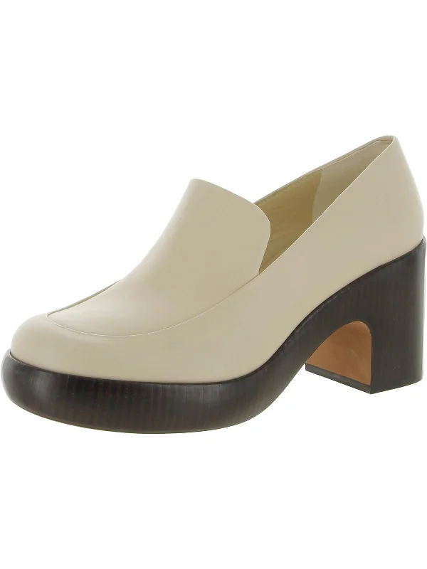 Narissa Womens Leather Block Heel Clogs