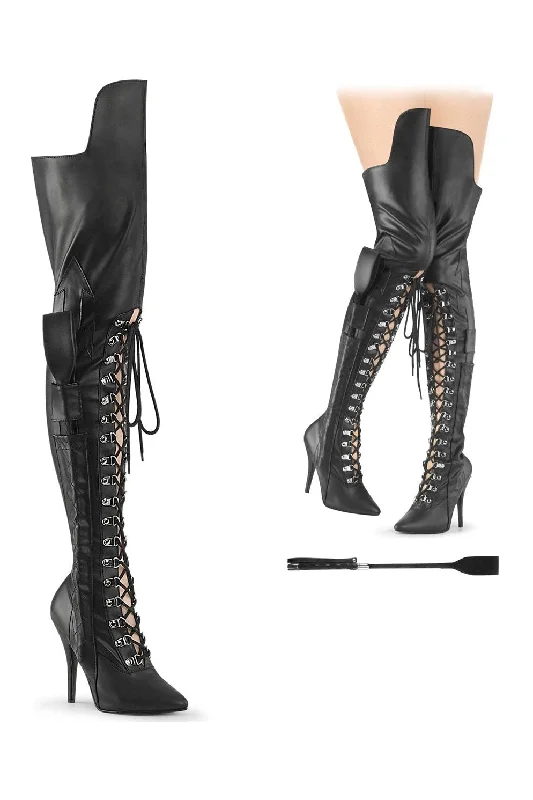 SEDUCE-3082 Thigh Boots | Black Faux Leather