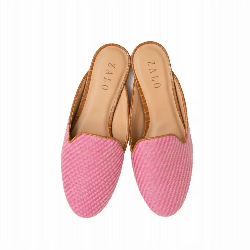 Women's Raffia Mule In Fuschia